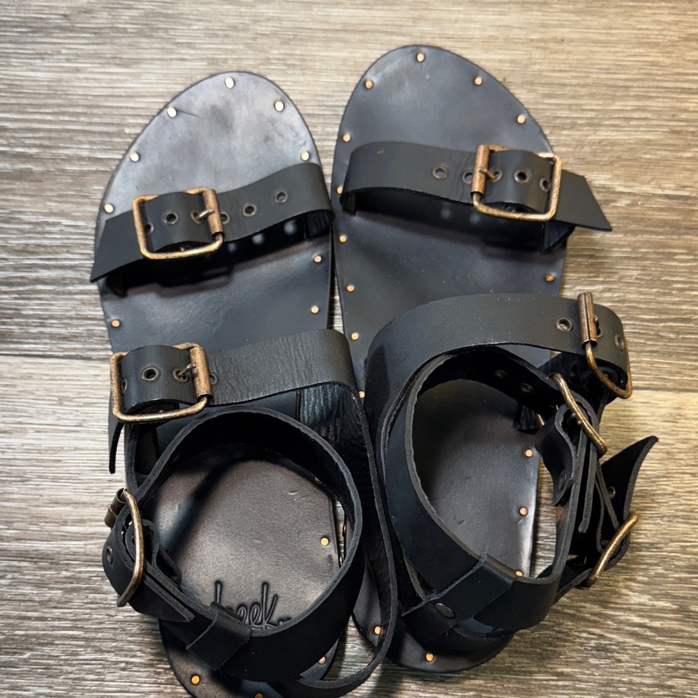 Beek black leather sandals woman’s size 8 (s177) - Picture 4 of 8